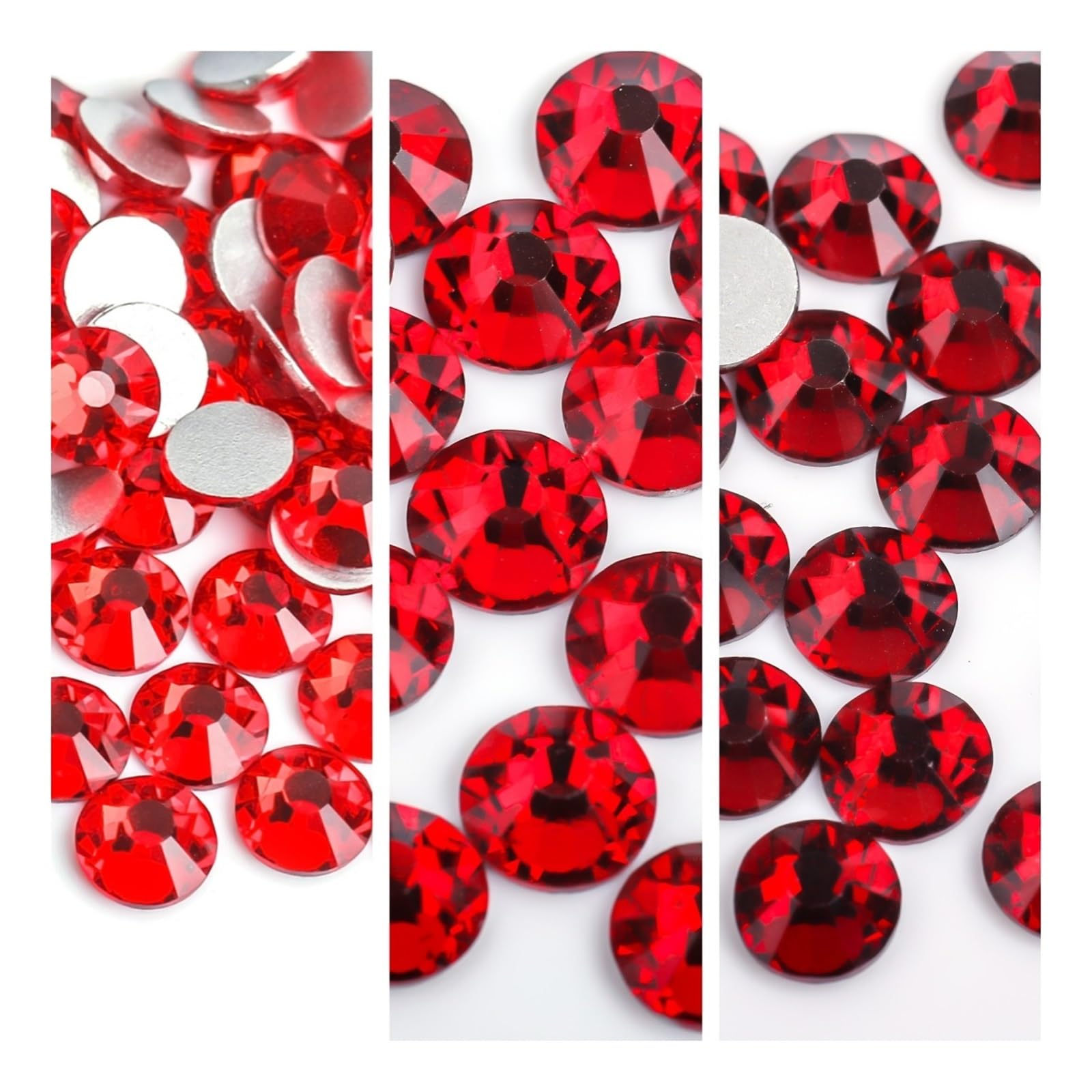 LIUCH Light Siam/Dark Siam Confezione grande con cristalli flatback Nail art Decorazioni con strass non termoadesive SS3-SS34 Colla(Mid Siam,Ss8-14400Pcs)
