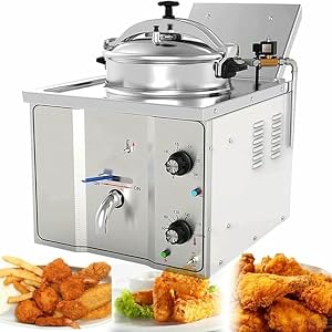 Electric Countertop Pressure Fryer 304 Stainless Steel Commercial Air Fryer with Large Oil Tank for Chicken and Fish