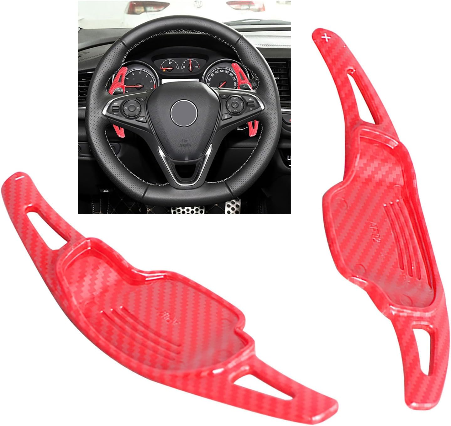 SANRILY ABS Steering Wheel Paddle Shifter Covers Fit for Chevy Chevrolet Camaro 2012-2015 Fit for Cadillac CT6 XT5 2016-2019 Paddle Shifter Extensions Accessories-Carbon Fiber Black 2 Pieces