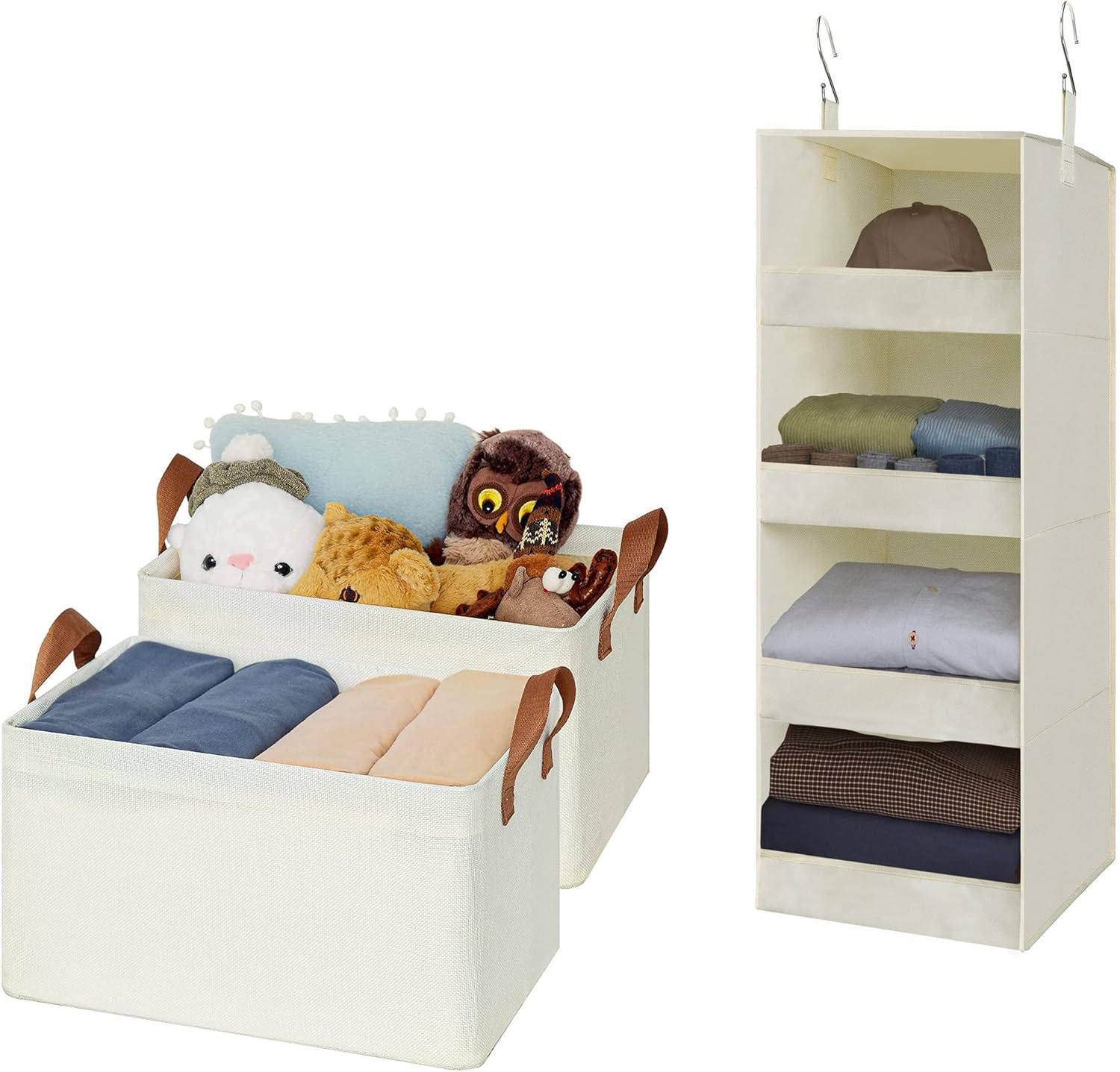 GRANNY SAYS Bundle of 2-Pack Closet Storage Boxes & 1-Pack Hanging Closet Organizer