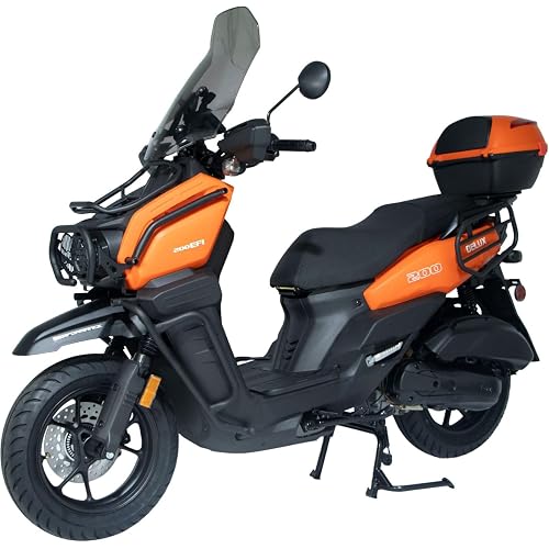 HHH Tank 200 DLX EFI Scooter Tank 200 EFI Scooter 200cc motorcycle 13 inch wheels Fully Automatic, Windshield and Matching Rear Trunk (Orange)