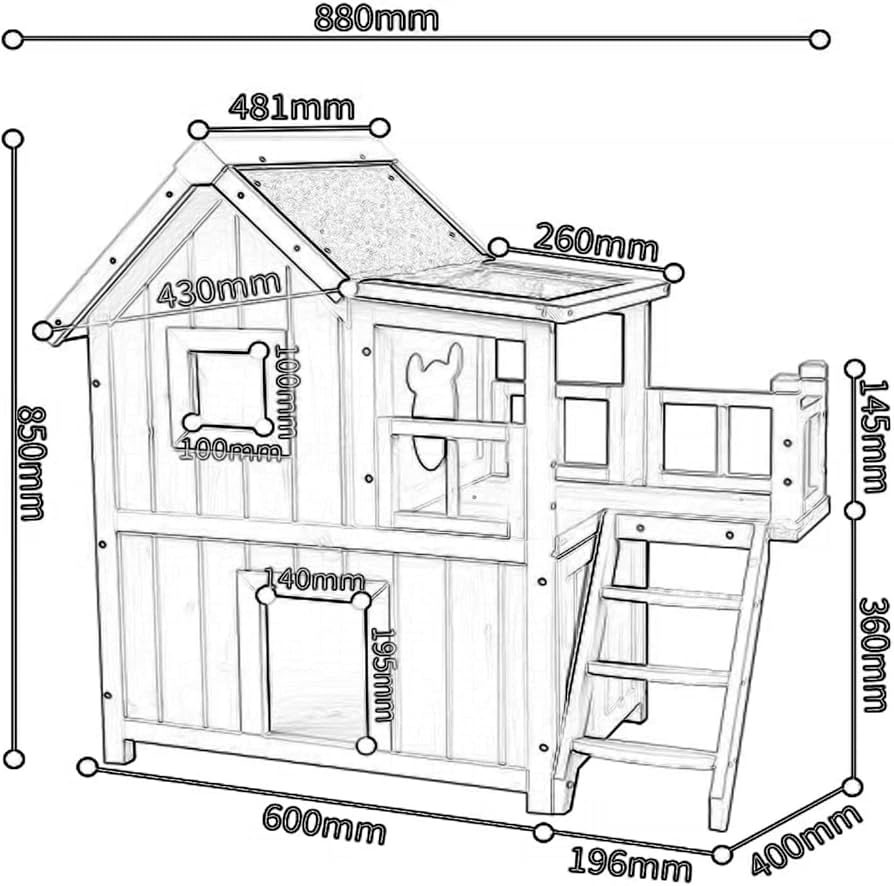Amazon | 猫 ハウス 屋外用 防水 階段付きキャットヴィラハウス