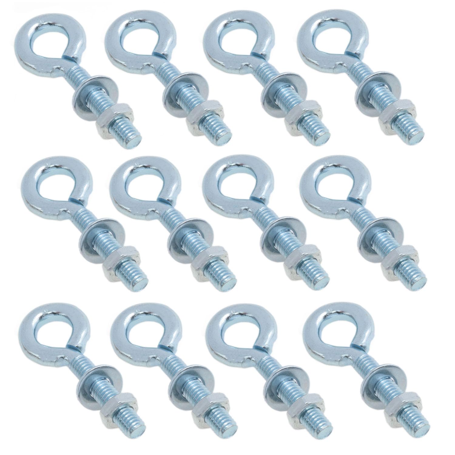 yukata 12 Sets 1/4 x 1.18 Inch Silver Lifting Ring Eye Bolts kit