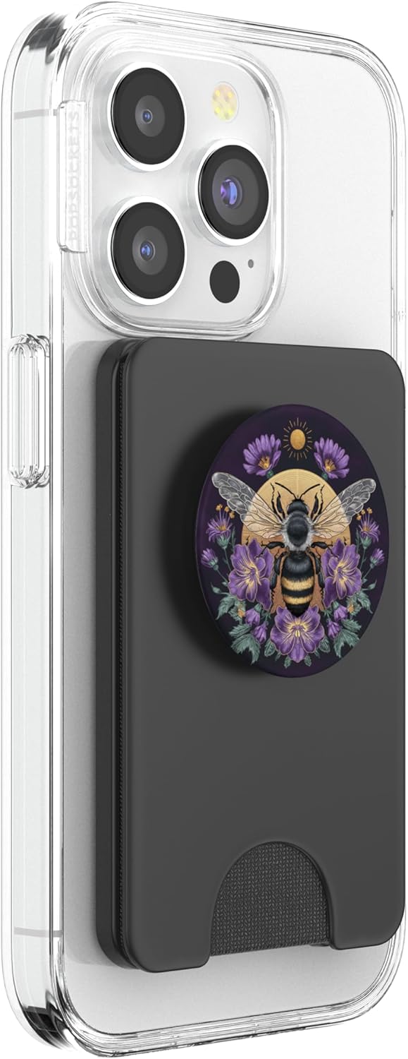 Honey Bees and Purple Flower Botanical Bumblebee Lush Floral PopSockets PopWallet for MagSafe