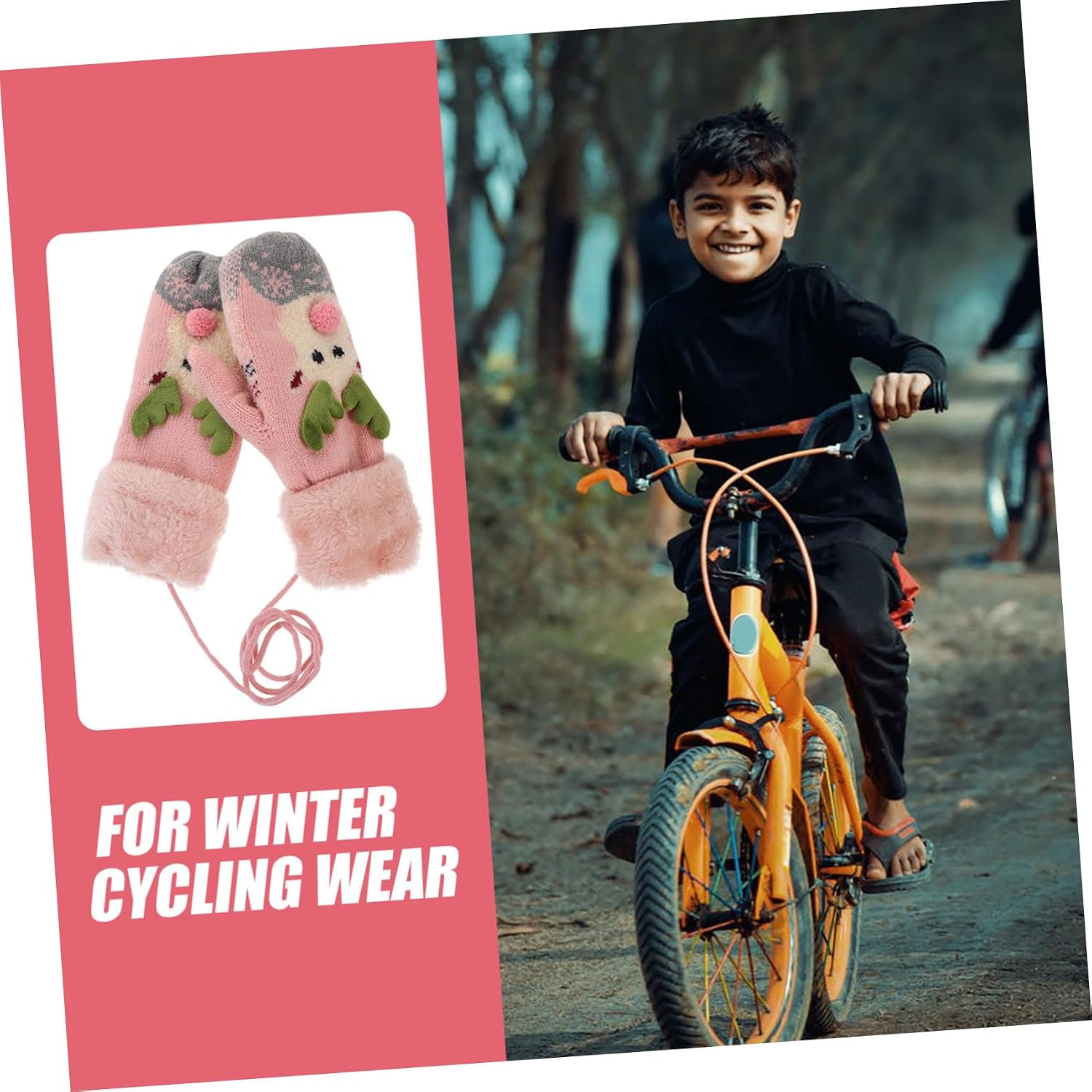 Didiseaon 1pair Warm Boys and Girls Gloves Adorable Outdoor Cycling Gloves for Plush Neck Hanging Design Christmas for Christmas Tree Double