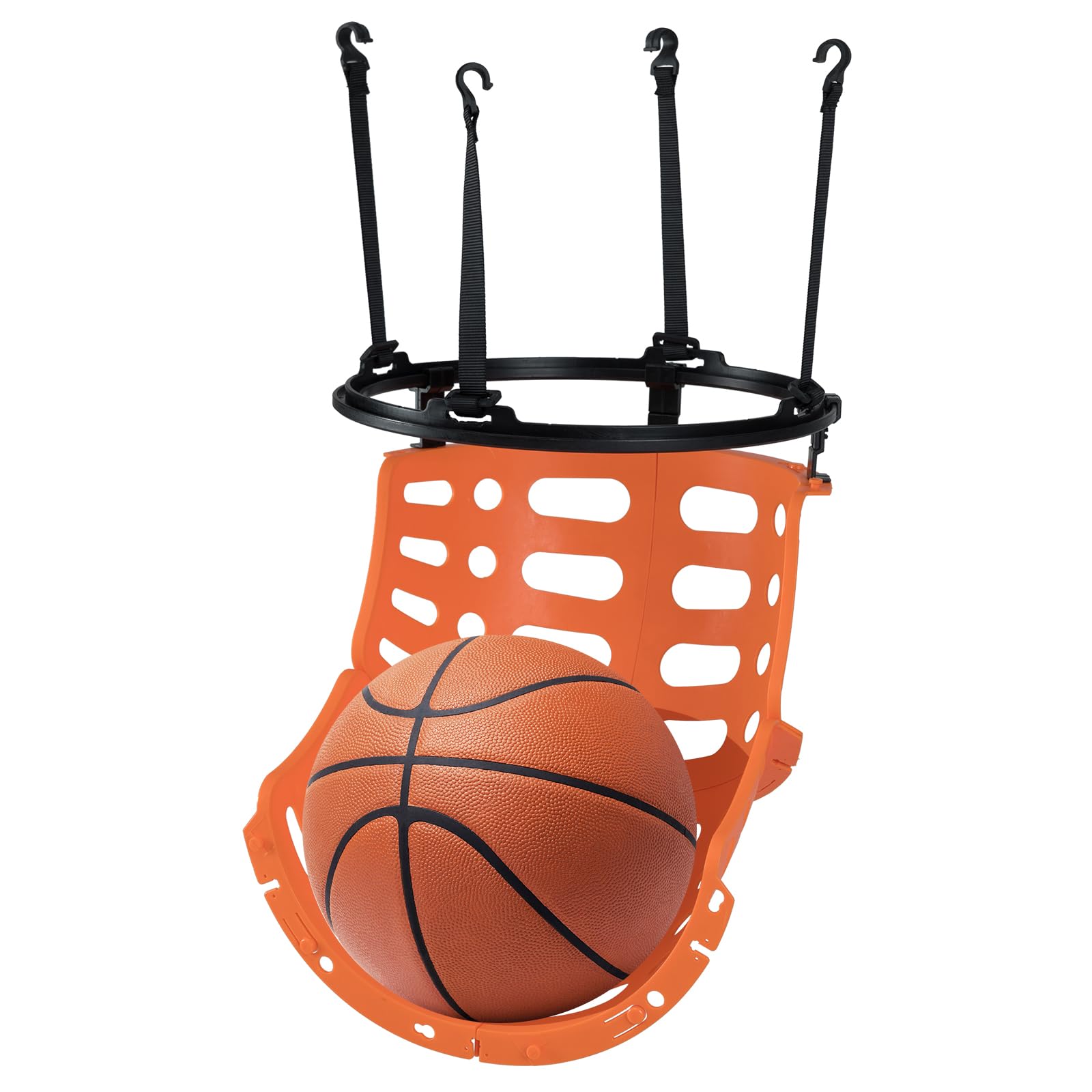 GOPLUS Retour de Ballon de Basket Rotatif à 360°, Système de Retour de Balle avec 4 Crochet pour Fixation Robuste, Accessoire pour Panier de Basket Jusqu’à 46 CM, Hauteur Réglable, pour Adulte, Enfant