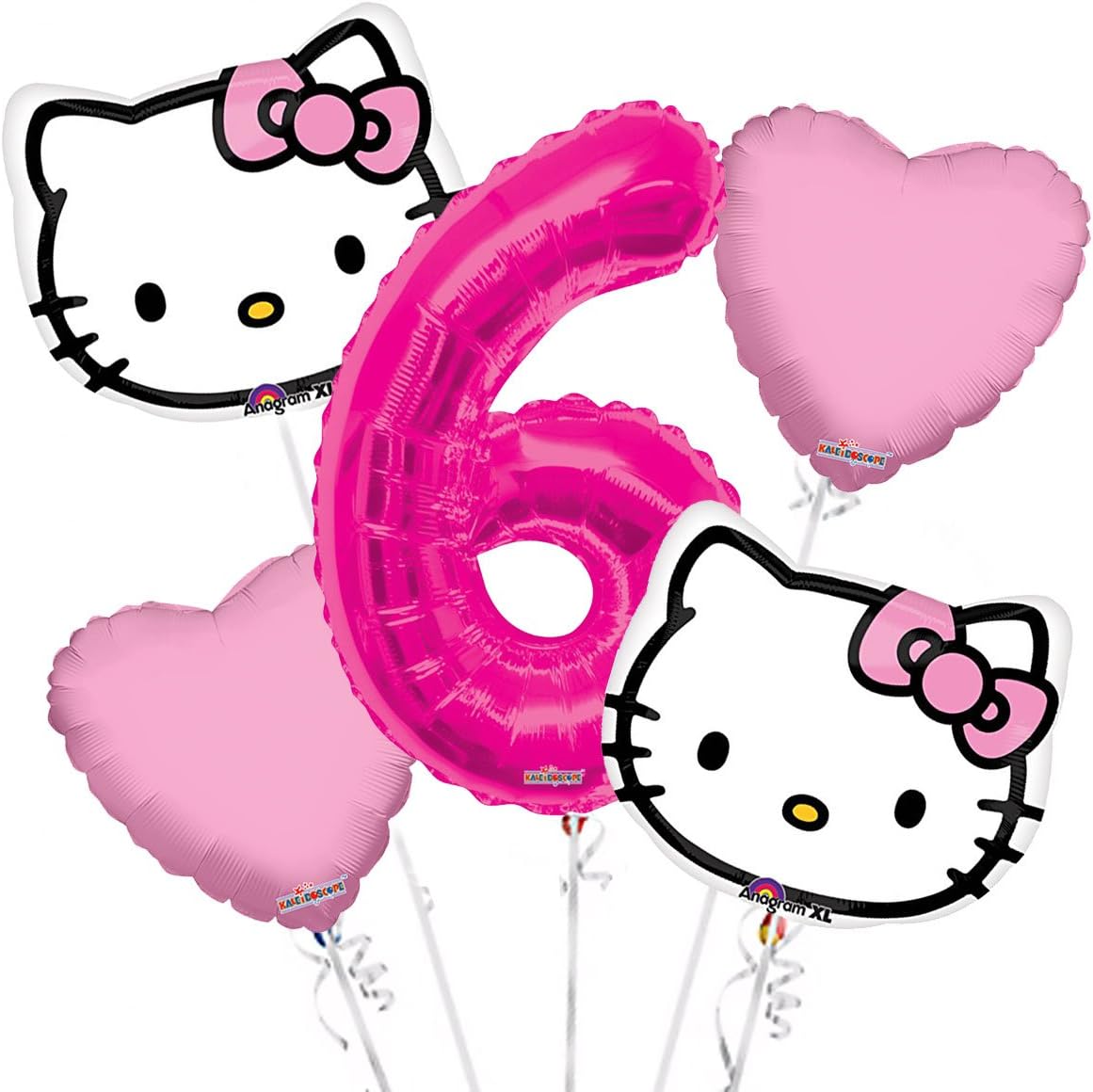 Amazon Com Hello Kitty Head Balloon Bouquet 6th Birthday 5 Pcs Party Supplies Health Personal Care