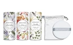 Herb & Root Body Powder Gift Set- Oprah's Favorite Things, 3 Talc-Free Scents: Lavender, Rose, Vanilla, Large Puff