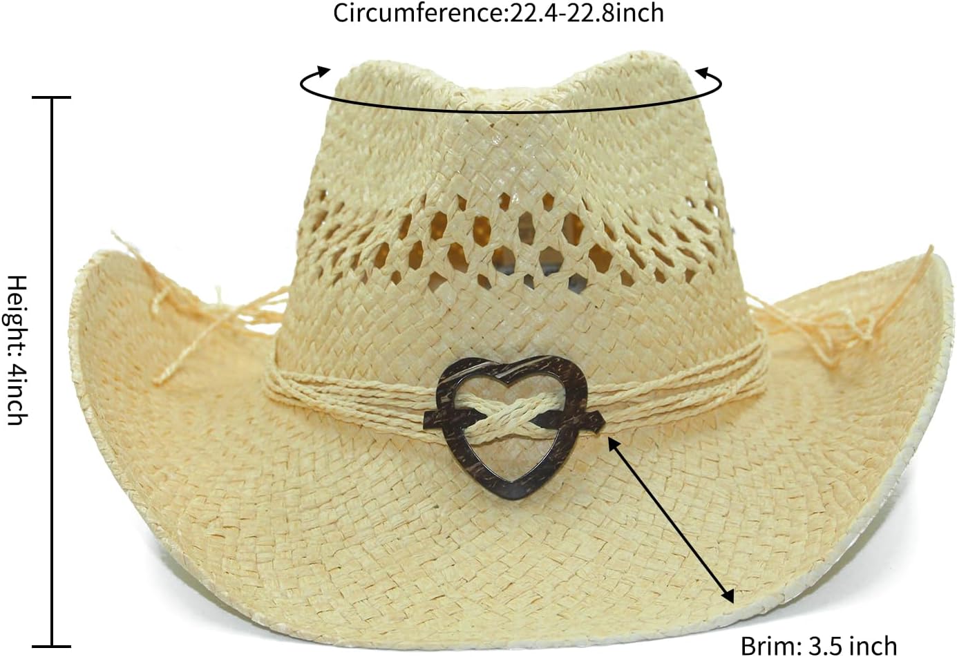 Natural Women's Cowboy Hat with Heart