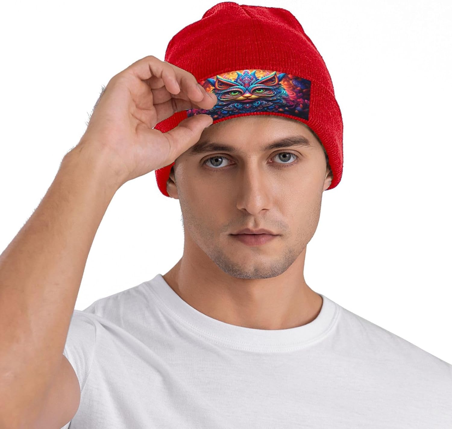 Mysterious and Colorful Cat Unisex Beanie for Men and Women Knit Hat Winter Beanies, Bulk Knit Hat for Cold Weather