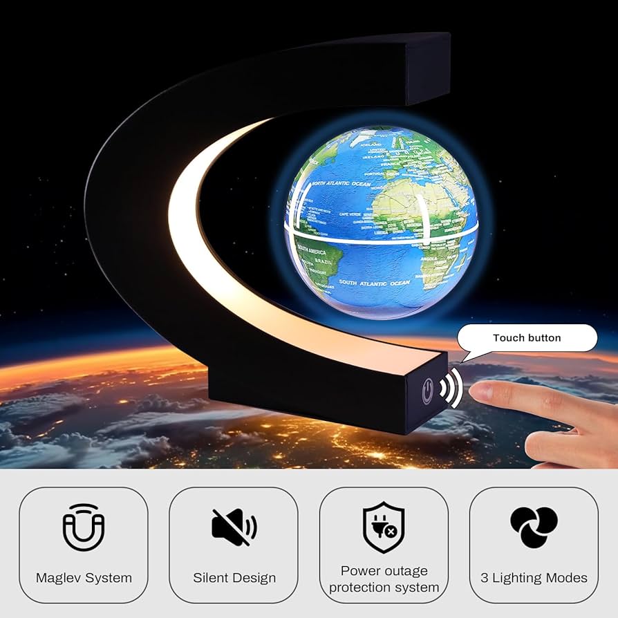 Mappamondi YLOVOW Mappamondo Ovale da 3 Pollici con levitazione Magnetica Globo Galleggiante con
