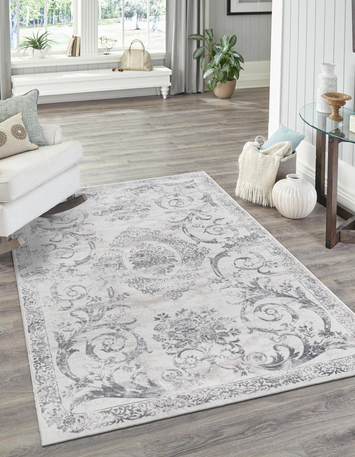 Unique Loom Finsbury Collection Area Rug - Diana (2' x 3' 1" Rectangle, Gray/ Ivory)