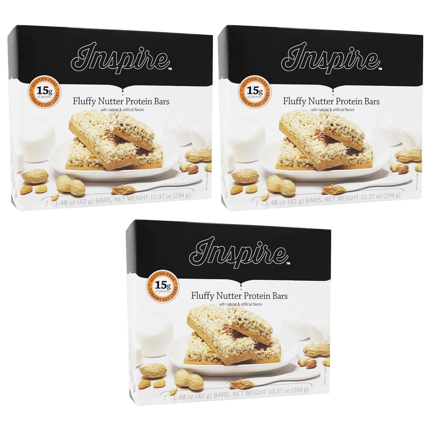 Inspire 15g Protein & Fiber Bars by Bariatric Eating - Fluffy Nutter (3-Pack)