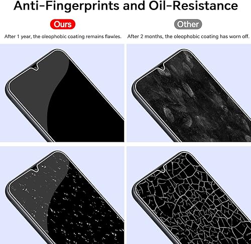 Miniatura 7 de Paquete de 3 + 3 protector de pantalla Romuto diseñado para Samsung Galaxy A14 5G, protector de pantalla de vidrio templado para Samsung Galaxy A14