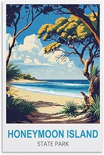 RLFOTKVET Honeymoon Island State Park Vintage Travel Poster 08x12inch(20x30cm) Canvas Art Poster And Wall Art Picture Print Modern Family Bedroom Decor Posters