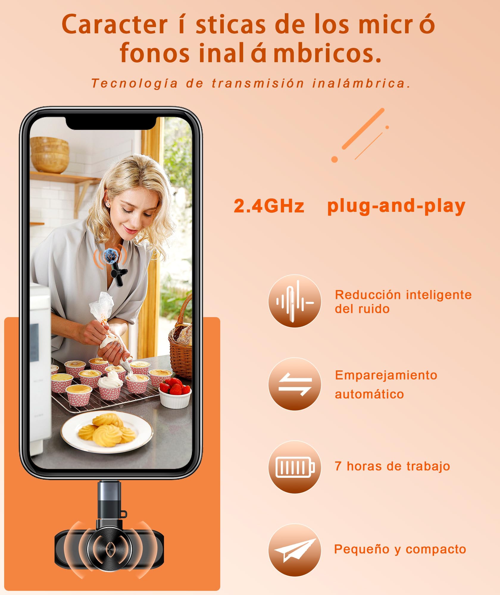 Lavalier Mikrofon Kabellos, Plug and Play Kabellos USB C Mikrofone für i-Phone iPad Android, Lavalier Mikrofone Wireless für Live-Streaming Video-Aufnahme