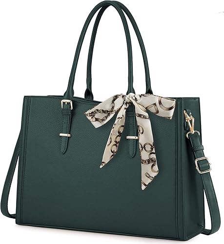 Miniatura 10 de IGOLUMON Bolsa para laptop para mujer de 15.6 pulgadas, impermeable, bolsa de trabajo de cuero, maletín para computadora, oficina, profesional, de