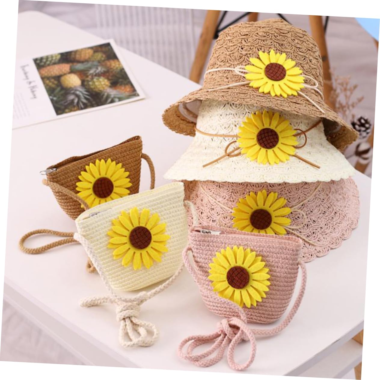 Sombrero de Sol Infantil con Protección UV y Bolso de Playa Sombrero de para Diseño y Transpirable para Verano y Actividades al Aire