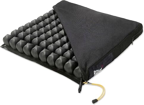Roho Low Profile Inflatable Seat Cushion - Single Compartment Portable Travel Support Cushion for Wheelchair Seat, Airplane, or Chair, Standard Cover, Fits Chair Sizes 22" x 18-19"