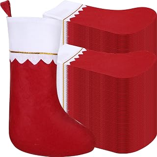 Zubebe 200Pcs Felt Christmas Stockings 15" Xmas Fireplace Hanging Stocking Christmas Party Favor Stocking Xmas Decorative Stocking Rustic Santa Stocking (Dark Red)