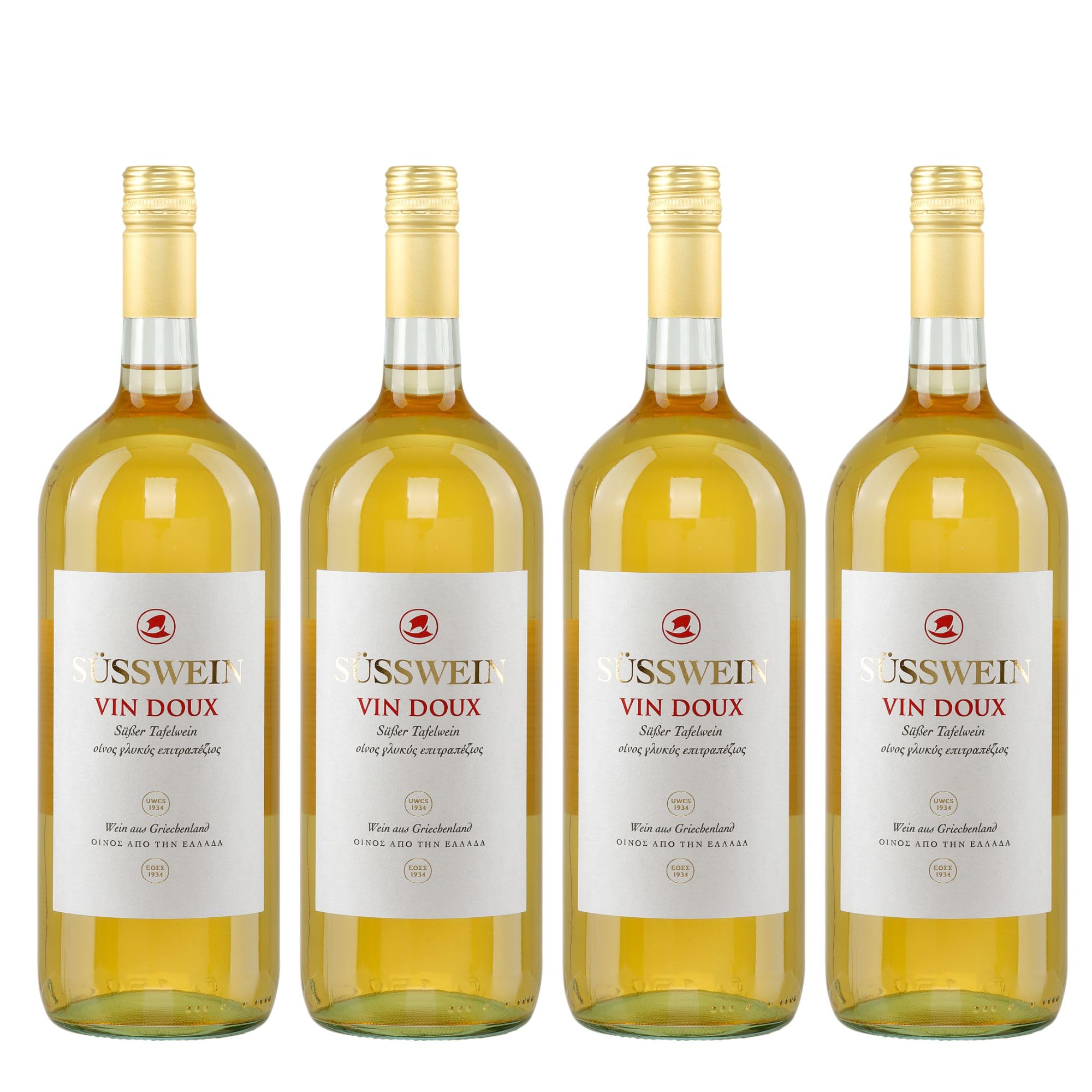 Samos Wein Vin Doux 4x 1,5l Likörwein weiß süß P.D.O. | 15% Vol. | Samos Wein | + 20ml Jassas Olivenöl