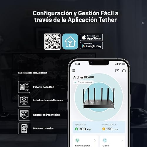 Miniatura 8 de TP-Link Router Wi-Fi 7 de doble banda Archer BE6500 (Archer BE400)  Puertos duales de 2.5 Gbps USB 3.0  Cubre hasta 2,400 pies cuadrados y 90
