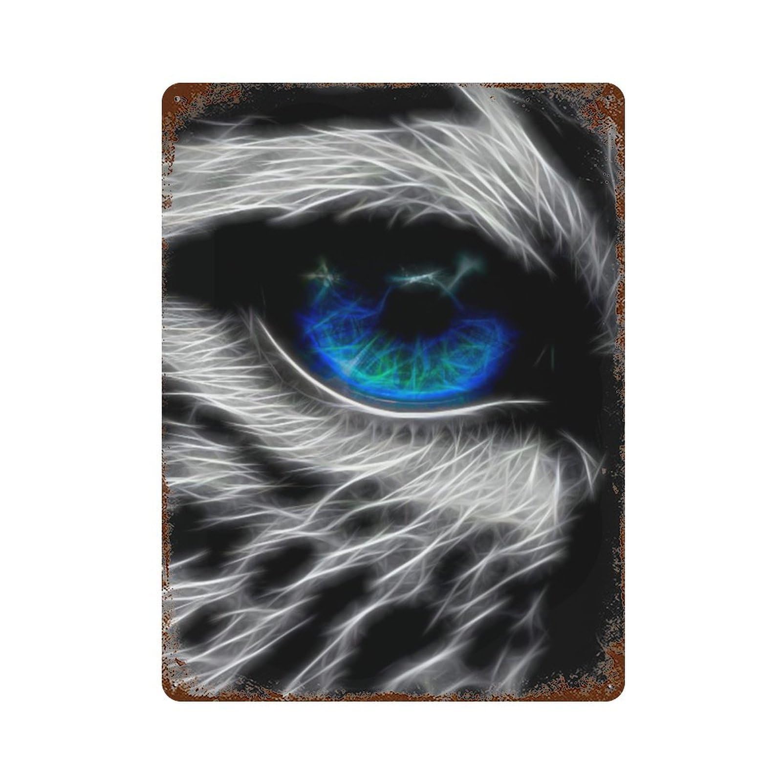 Rustic Tin Plaque Animal Eye Fractal 15.7"x11.8", Retro Wall Decor for Shed, Workshop And Garage Wall Decor