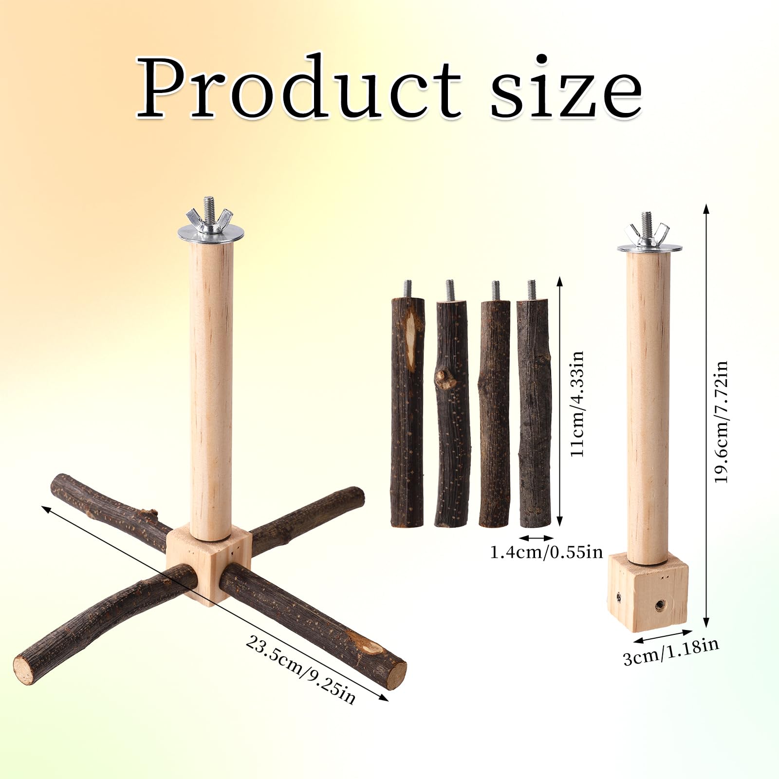 Bird Perches for Cages, Wooden Rotating Parrot Perch Stand Toy Cockatiel Stand Accessories Supplies for Small and Medium Canaries Cockatoos Parakeets