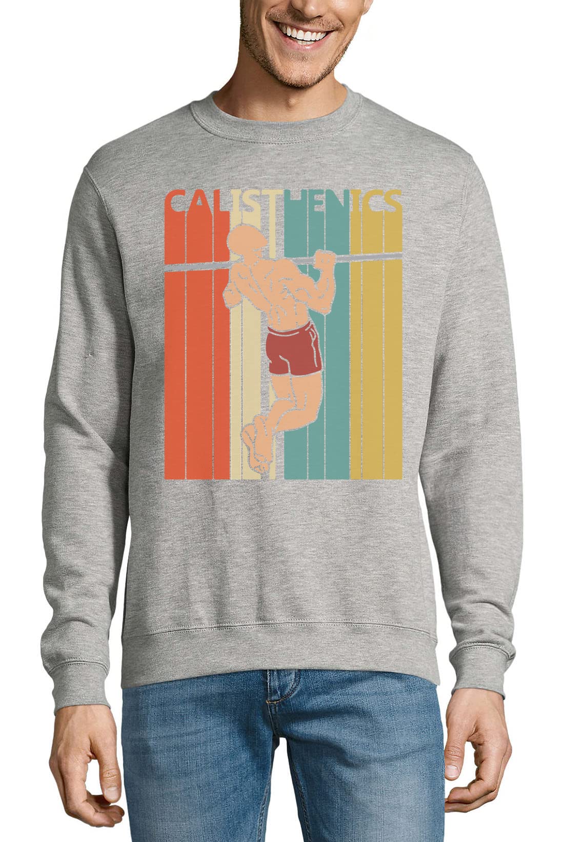 Calistenics Retro Estilo Poster Calle Entrenamiento Jersey Gris, gris, XL