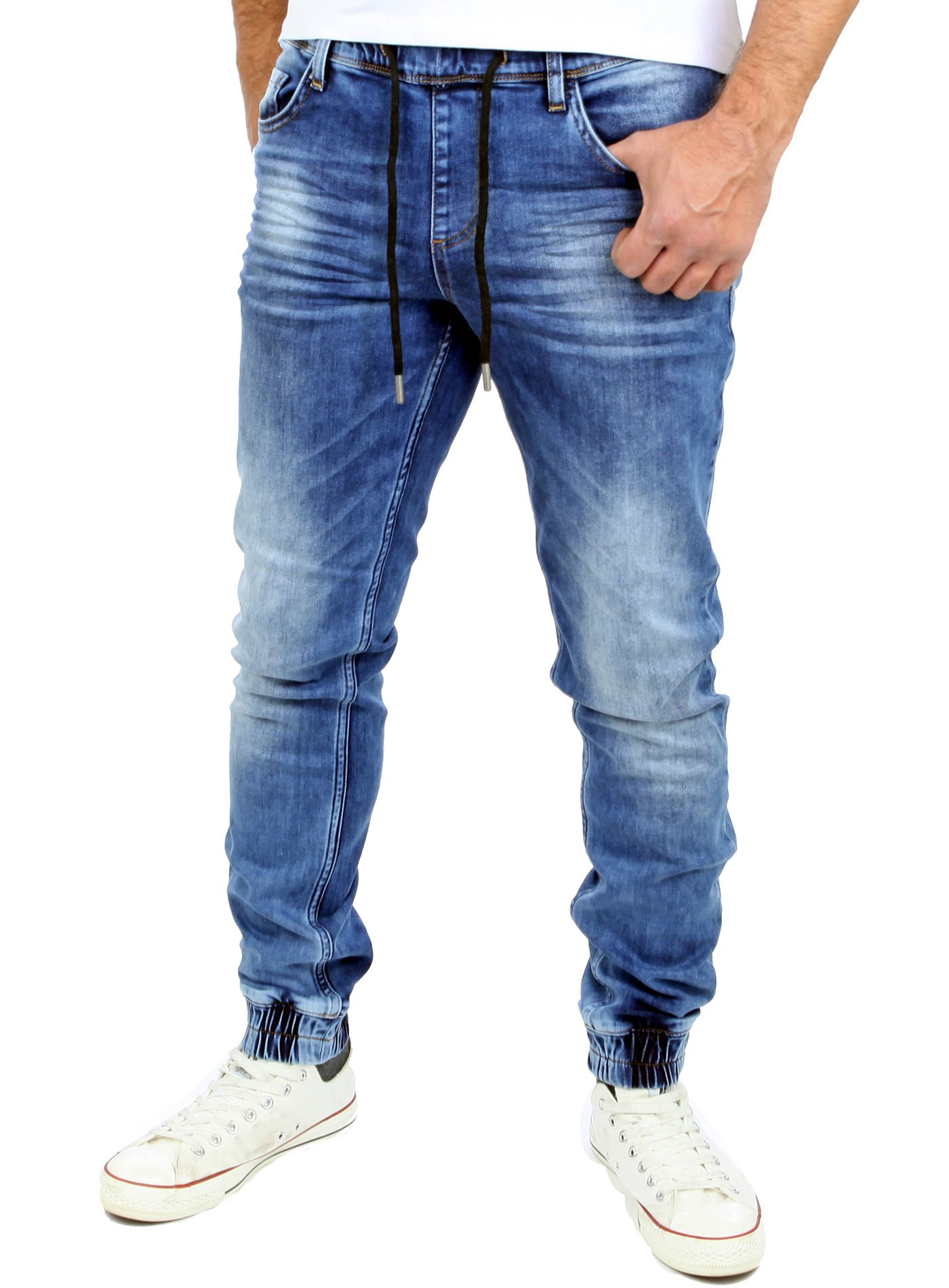 Reslad Dżinsy spodnie dresowe o wyglądzie dżinsu, męskie spodnie slim fit, spodnie męskie RS-2073