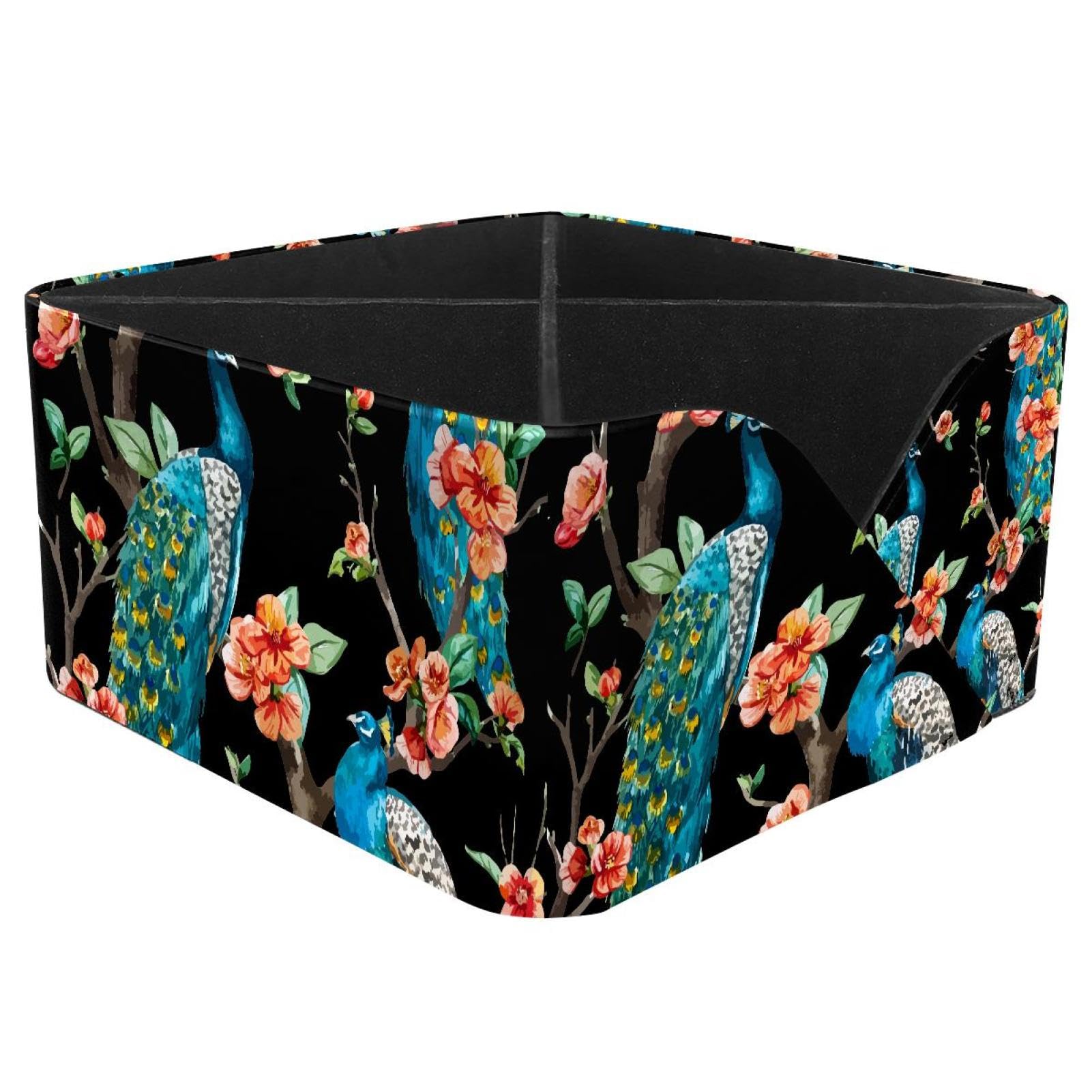 KengjuTesu Peacocks in Tree Desktop Organizer Pen Holder, Rectangular Pencil Cup for Office, Study and Makeup Stations
