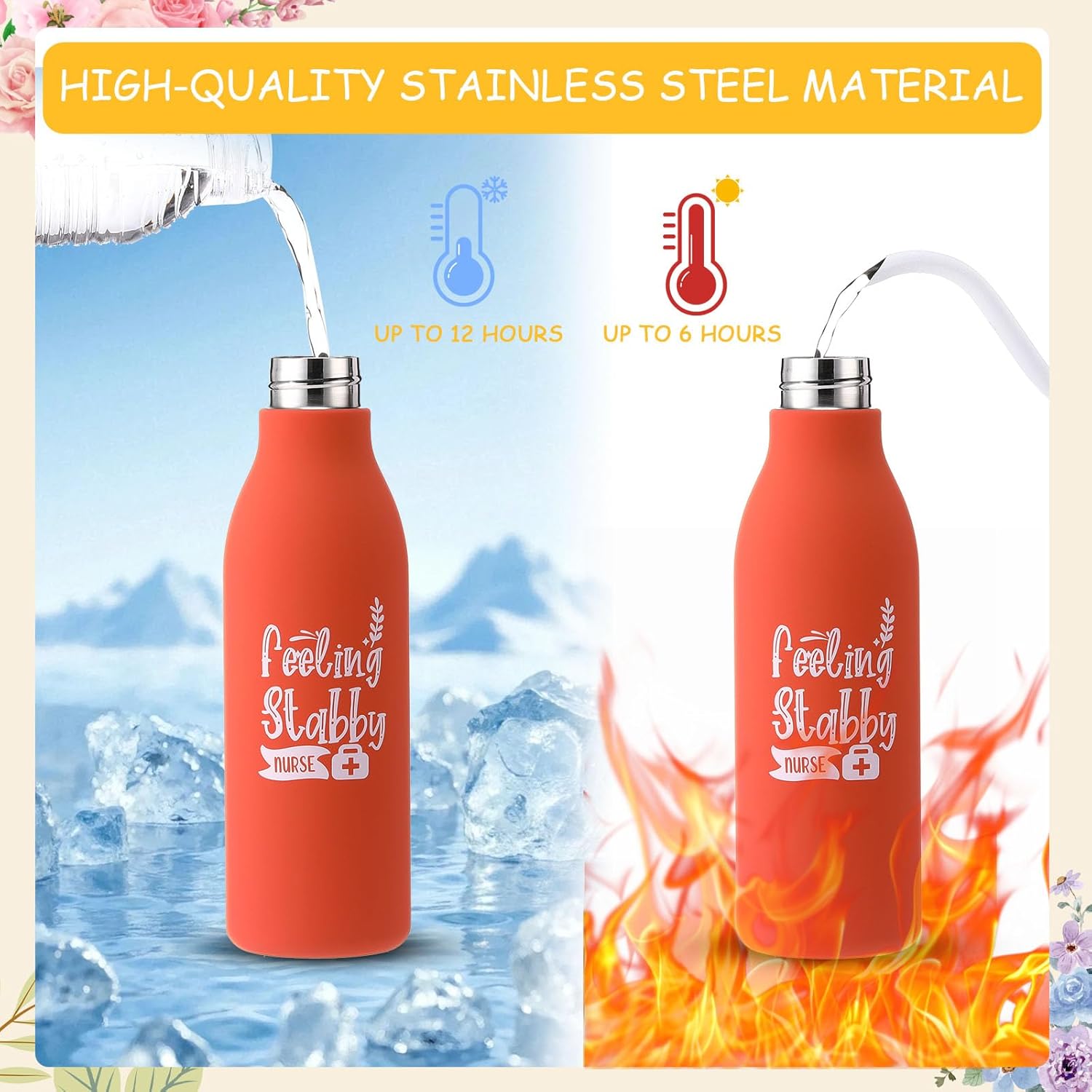 LemonRoad 10 Pcs Nurse Appreciation Gifts Bulk 17 Oz Frosted Stainless Steel Water Bottle Double Wall Insulated Cups Thank You Gift for Nurses Week Graduation Season Retirement Coworkers (Classic) - Image 4