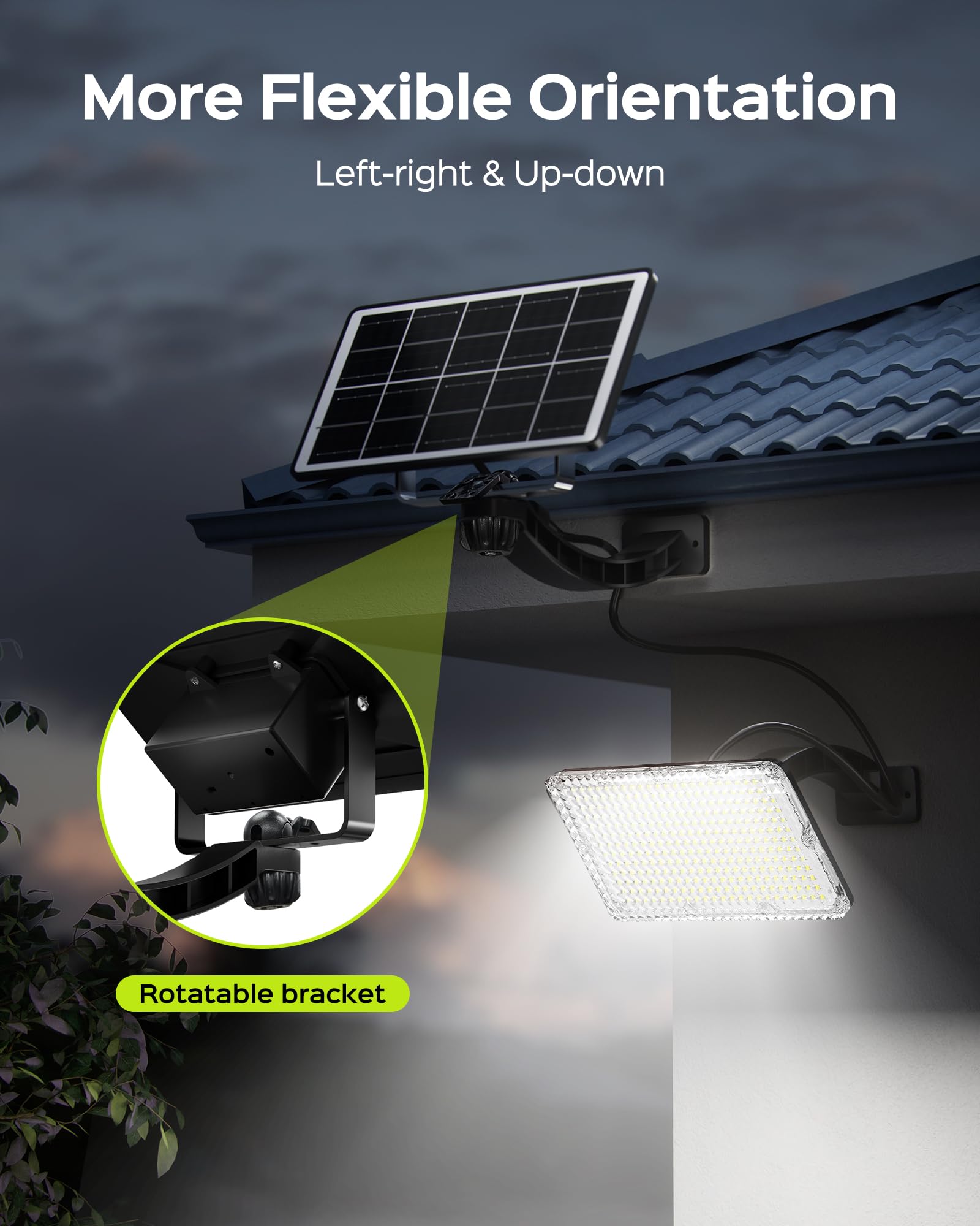 JACKYLED 1000 lúmenes, 299 luces LED solares para exteriores, luz solar brillante del atardecer al amanecer, IP65 impermeable al aire libre, luz de inundación de seguridad para pared, porche