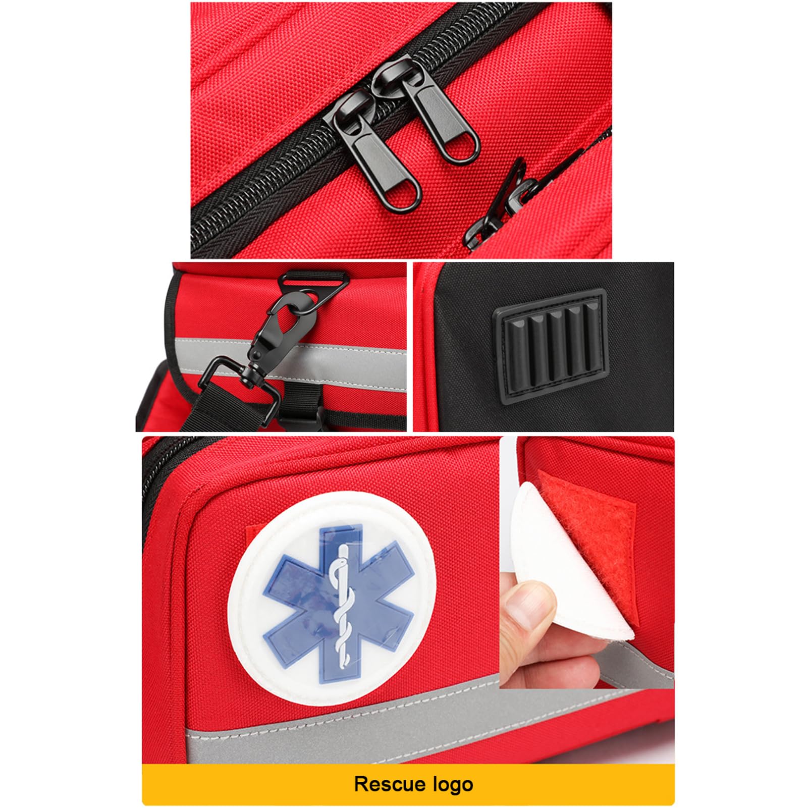 Puste apteczki pierwszej pomocy， Pusta torba na ramię First Responder Trauma EMS 50x30x23cm wielokolorowa(Red)