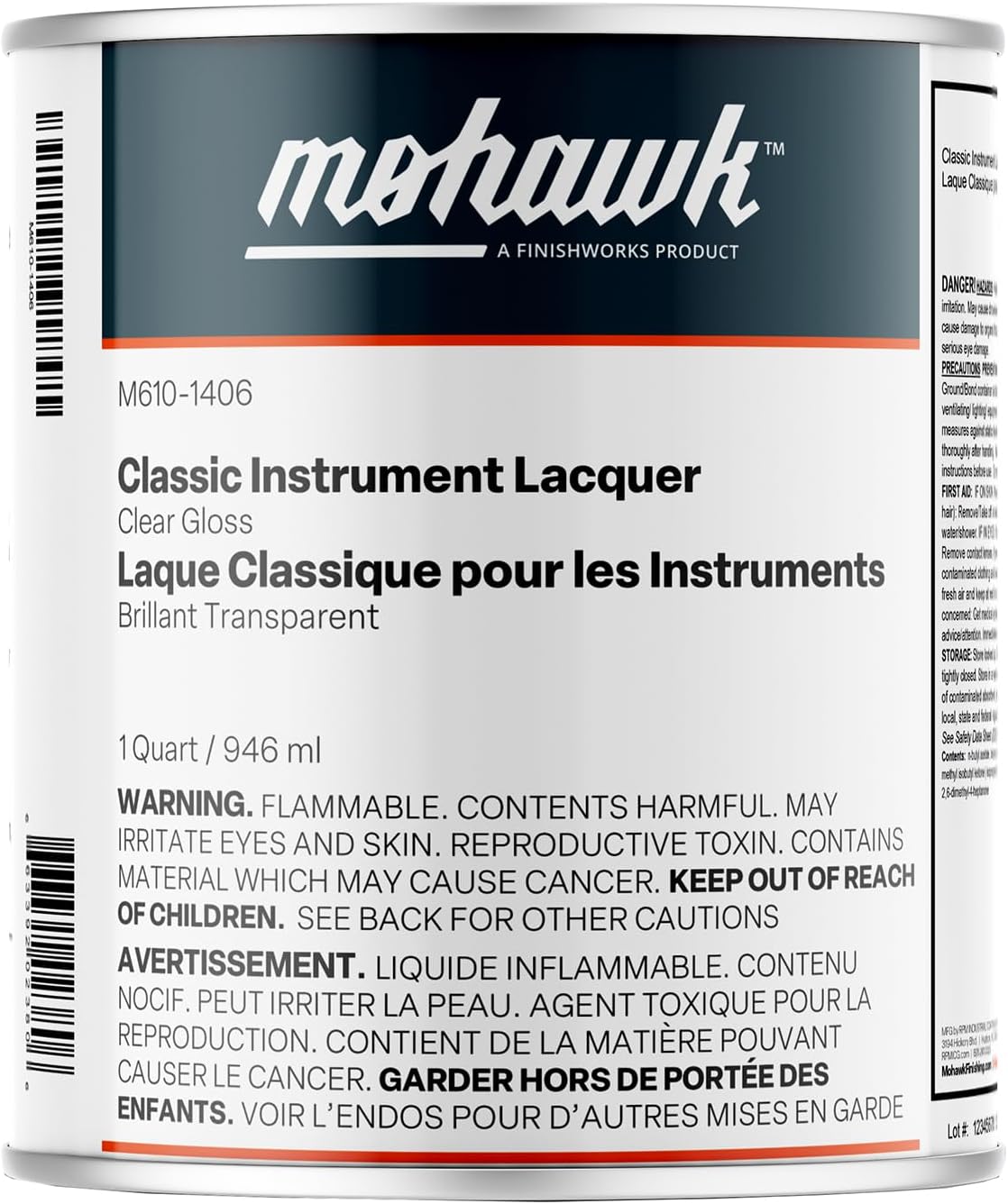 Mohawk Classic Instrument Lacquer, Clear Gloss, M610-1406, 1 Quart