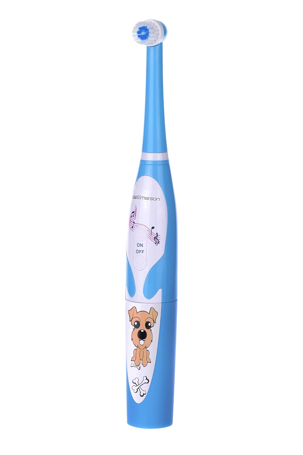 Emerson Radio Kids Battery Powered Musical Timer Toothbrush Replaceable Brush Head, ER109003, Blue