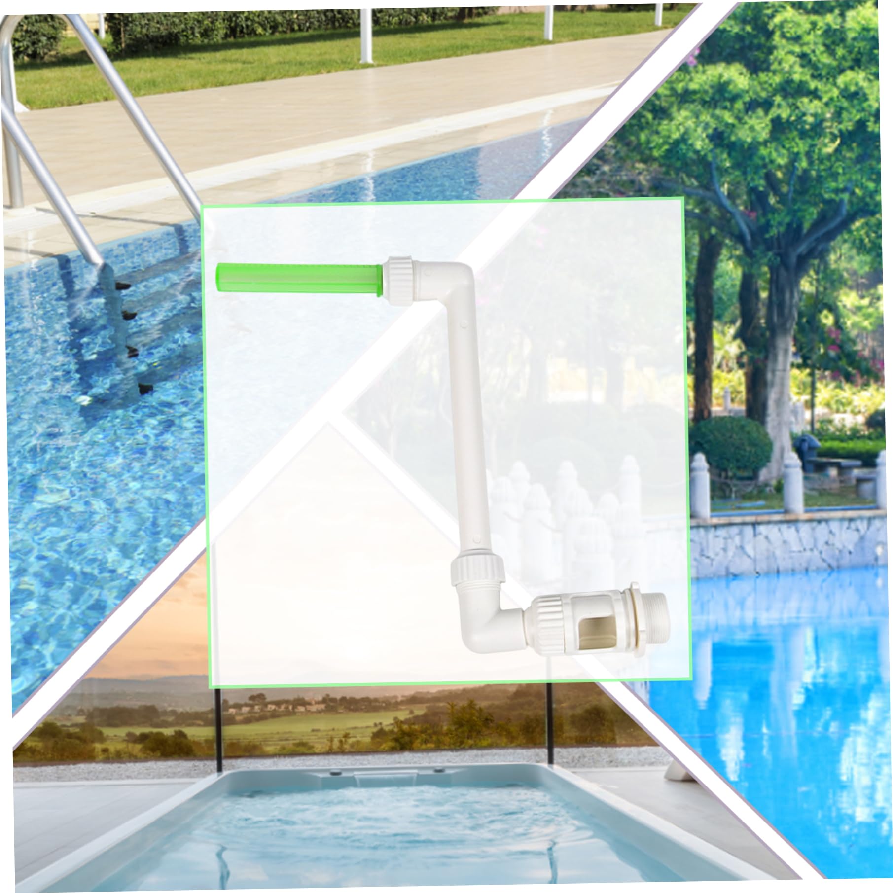 Fuente de Piscina con luz LED, Cascada para Piscinas enterradas sobre el Suelo, decoración de Fuente de rociadores de Cascada Ajustable, Adornos de jardín