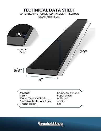 Miniatura 6 de Umbral de mármol súper negro para bordillo de ducha, protector contra salpicaduras de tocador de baño, alféizar de ventana, transición de puerta (4
