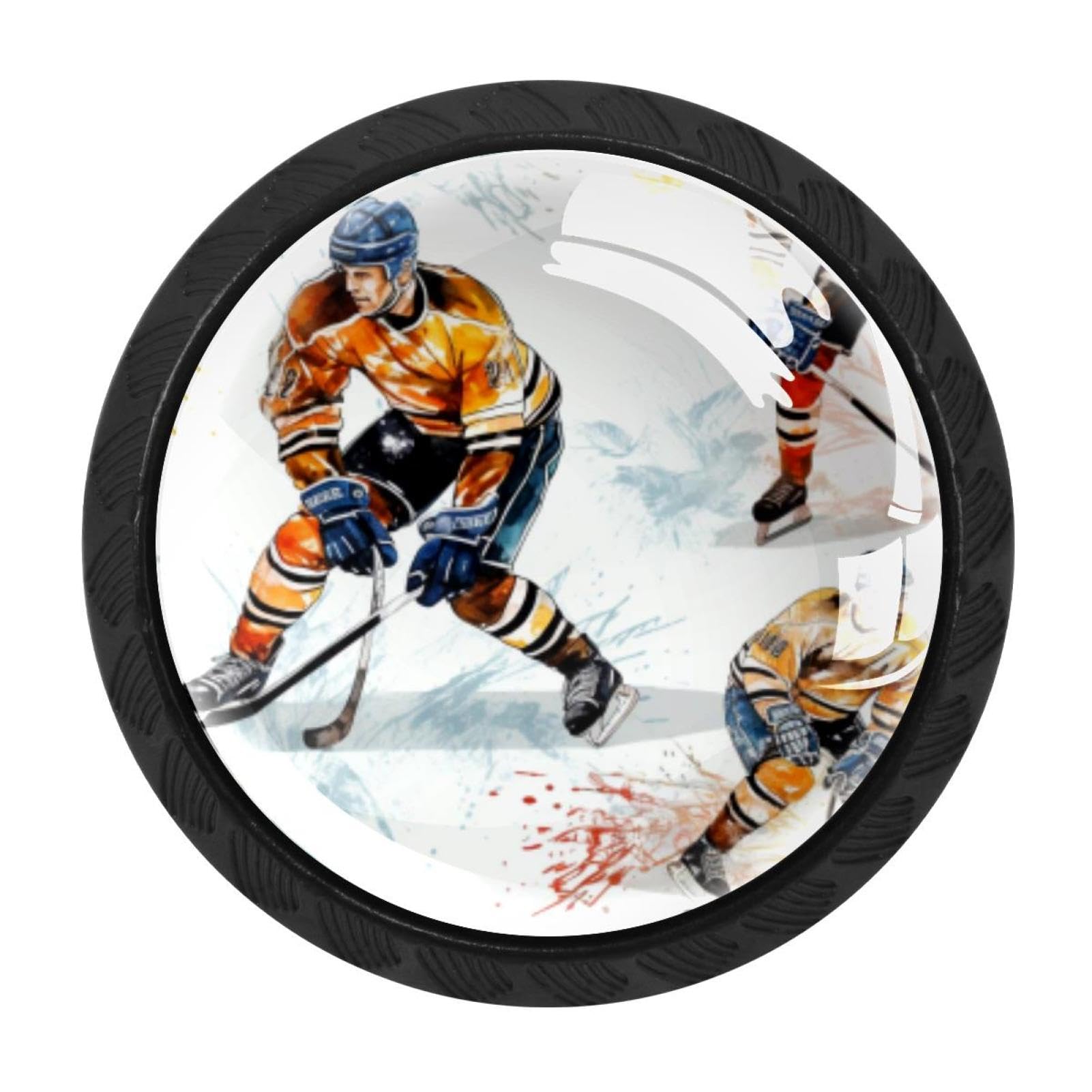 Chenzzzz Multicolored 15 4 Pieces Ice Hockey Drawer Knobs, 35Mm Black Cabinet Knobs, Drawer Pulls And Knobs, Dresser Drawer Knobs, Cabinet Hardware Kitchen Cabinet Knobs