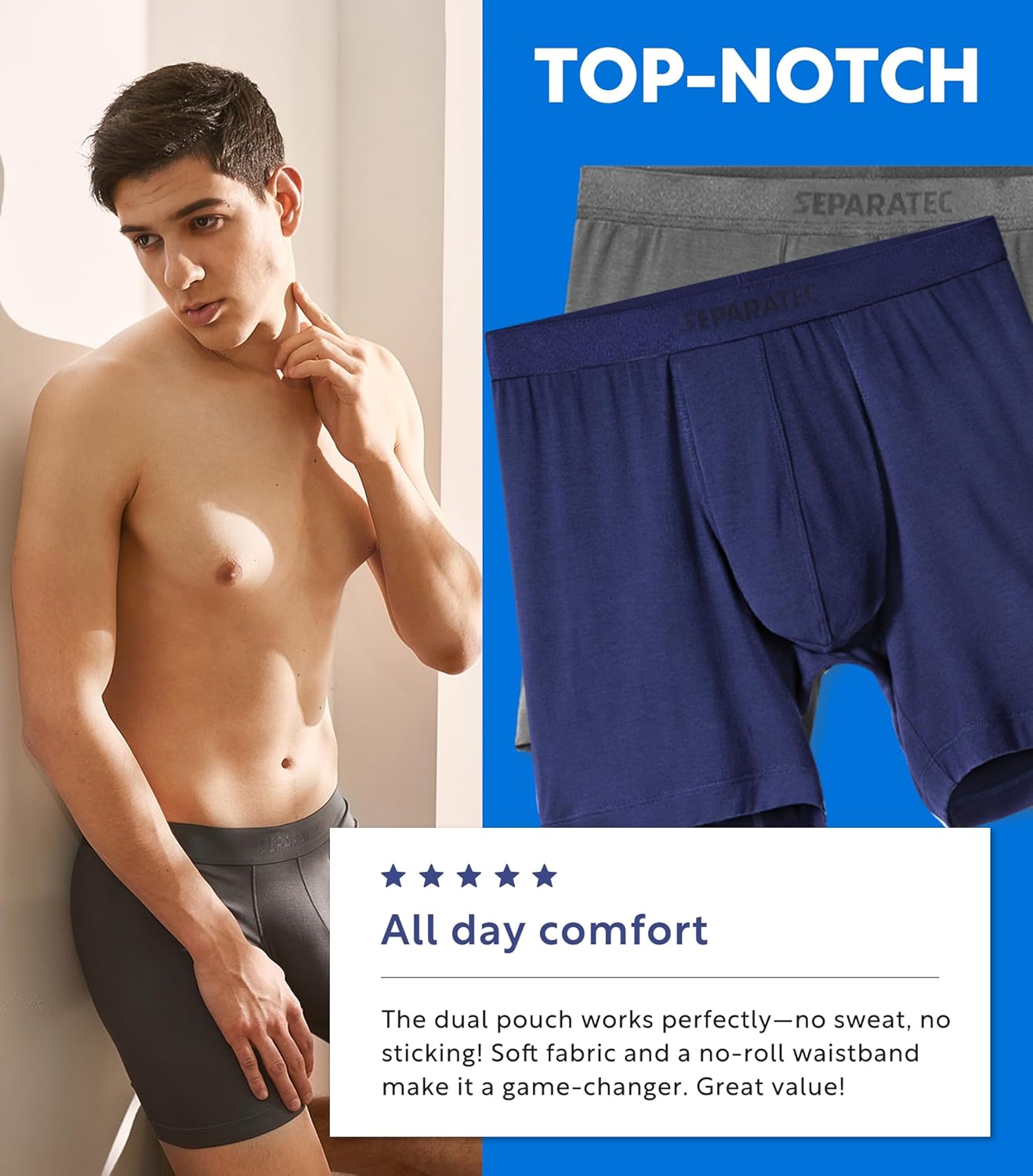 Separatec Mens Underwear with Pouch Moisture Wicking Rayon Made From Bamboo Underwear Men Breathable Boxer Briefs 3 or 6 Pack - Image 6