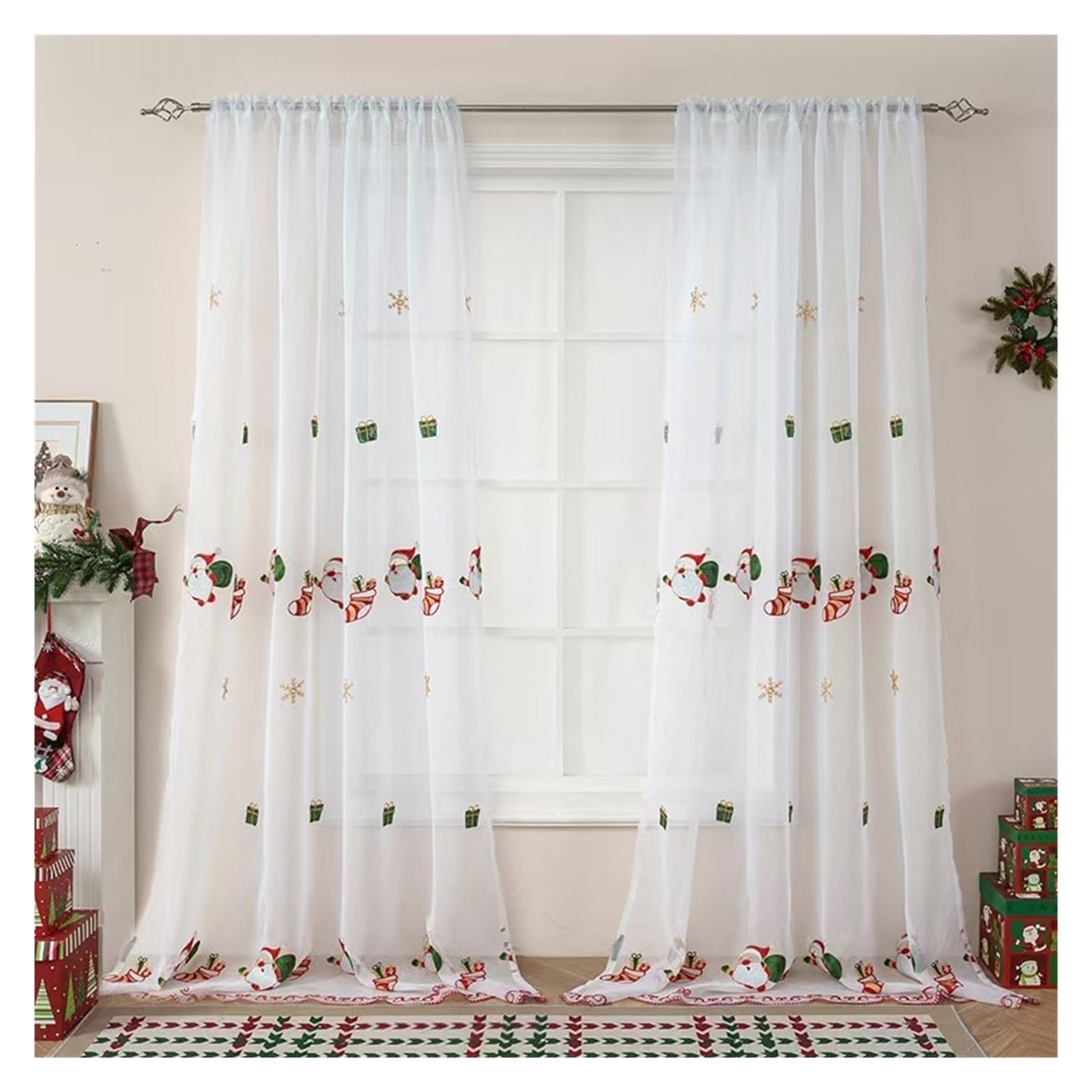 Rideaux occultants pour chambre et salon à motif flocon de neige cosy