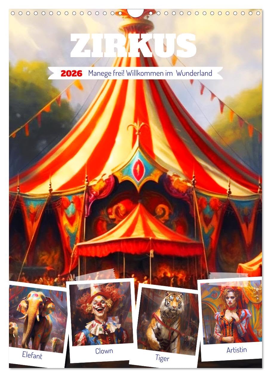 Circus. Ring free! Welcome to the nostalgic wonderland UK-Version (Wall Calendar 2026 DIN A3 Portrait), CALVENDO 12 Month Wall Calendar — image 1