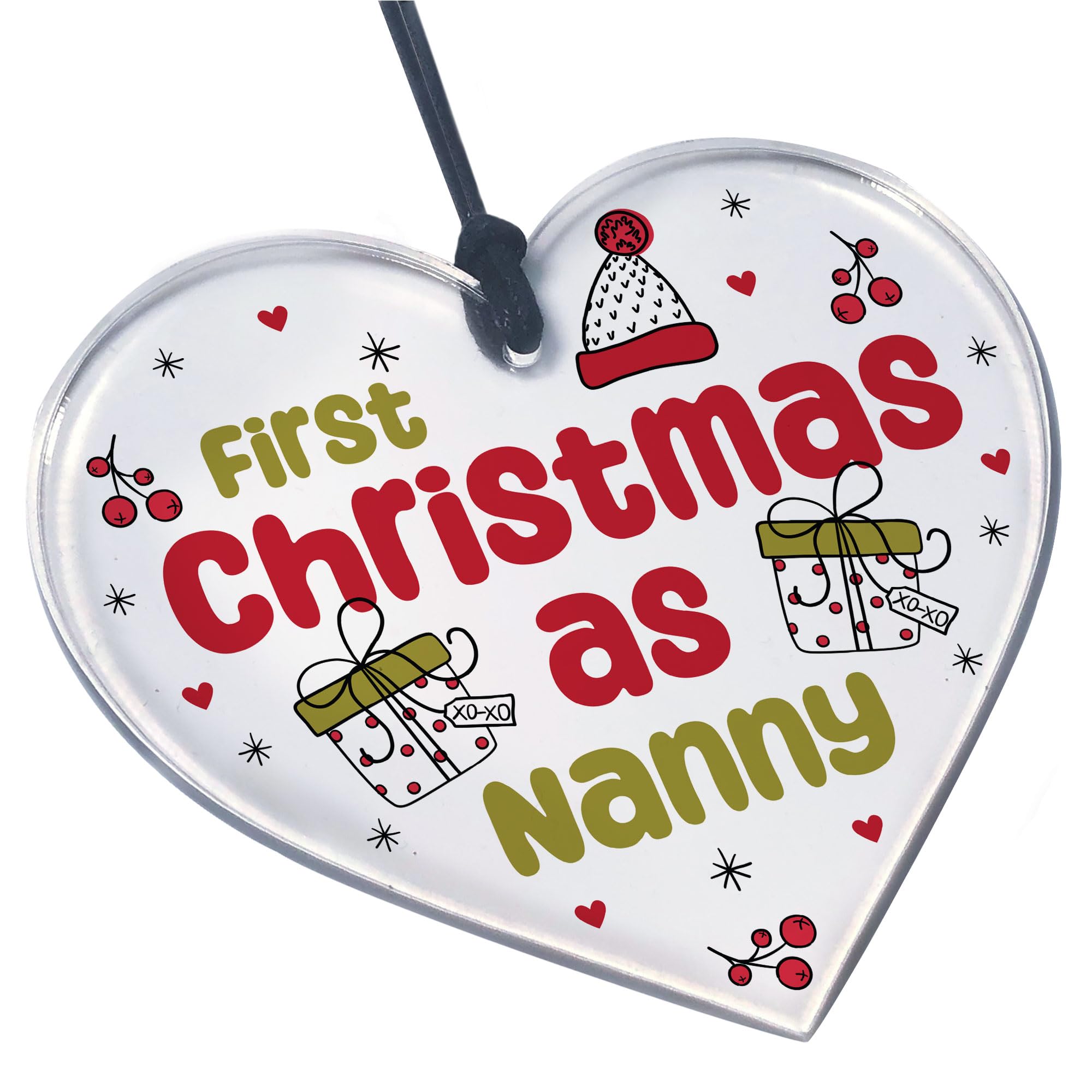 Red Ocean Christmas Decoration 1st Christmas As Nanny Gift Acrylic Heart Christmas Tree Decoration Grandparent Gifts For Christmas