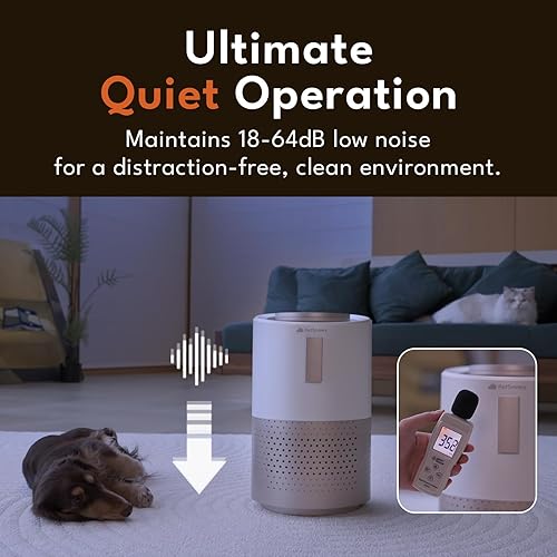 Miniatura 9 de PetSnowy Purificador de aire para mascotas, eliminación avanzada de olores TiO2, cobertura de 320 a 540 pies cuadrados, detección de calidad del