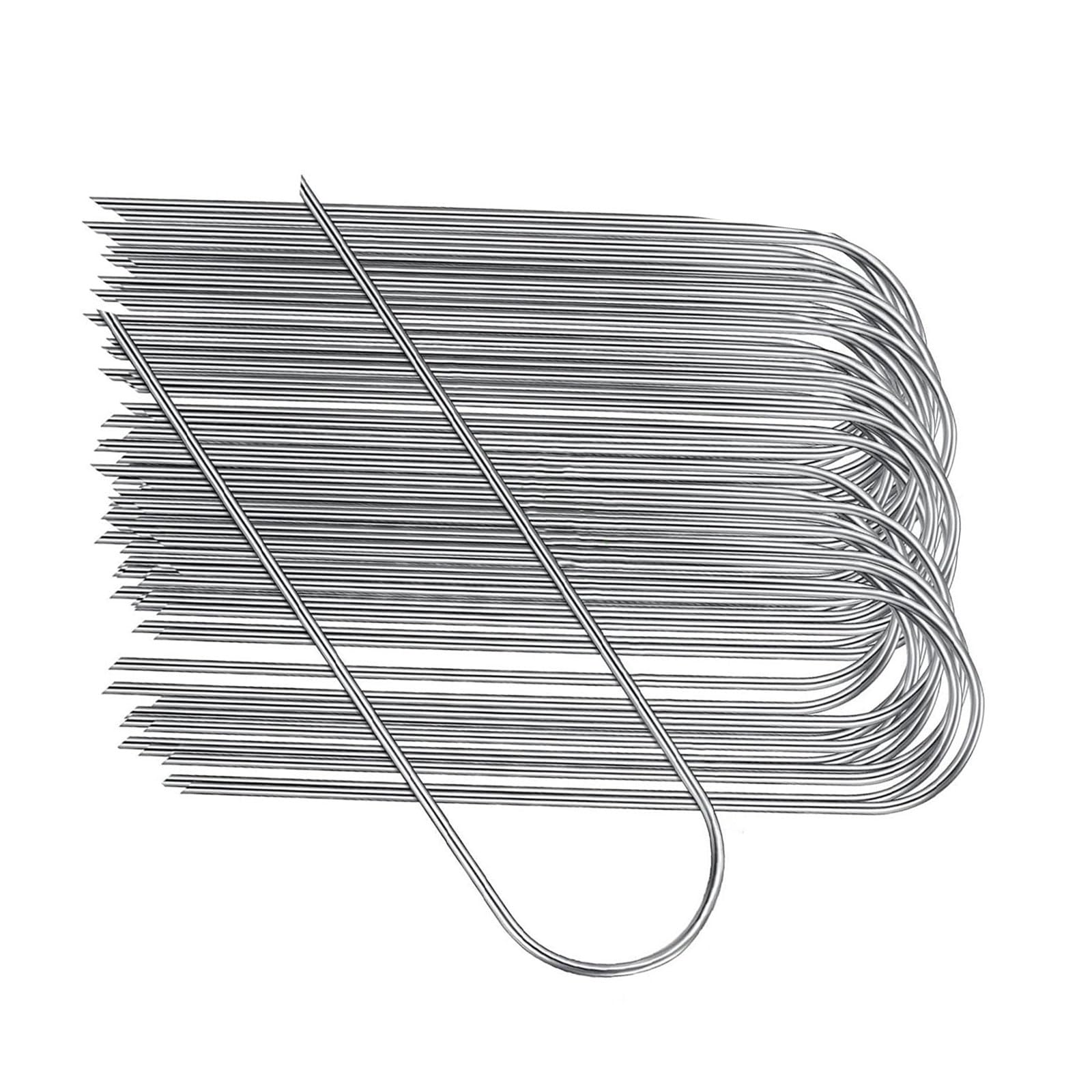 Tsophreniq 6 Inch Galvanized U Shaped Ground Pins Pack Of 100 For Securing Garden Fabric And Drip Tubes Permanent Landscape Fasteners