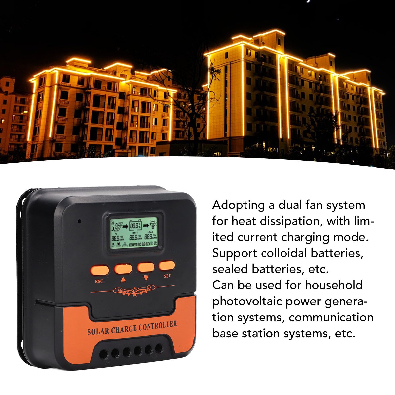 Fafeicy Contrôleur de Charge Solaire MPPT, Régulateur Solaire Métallique
