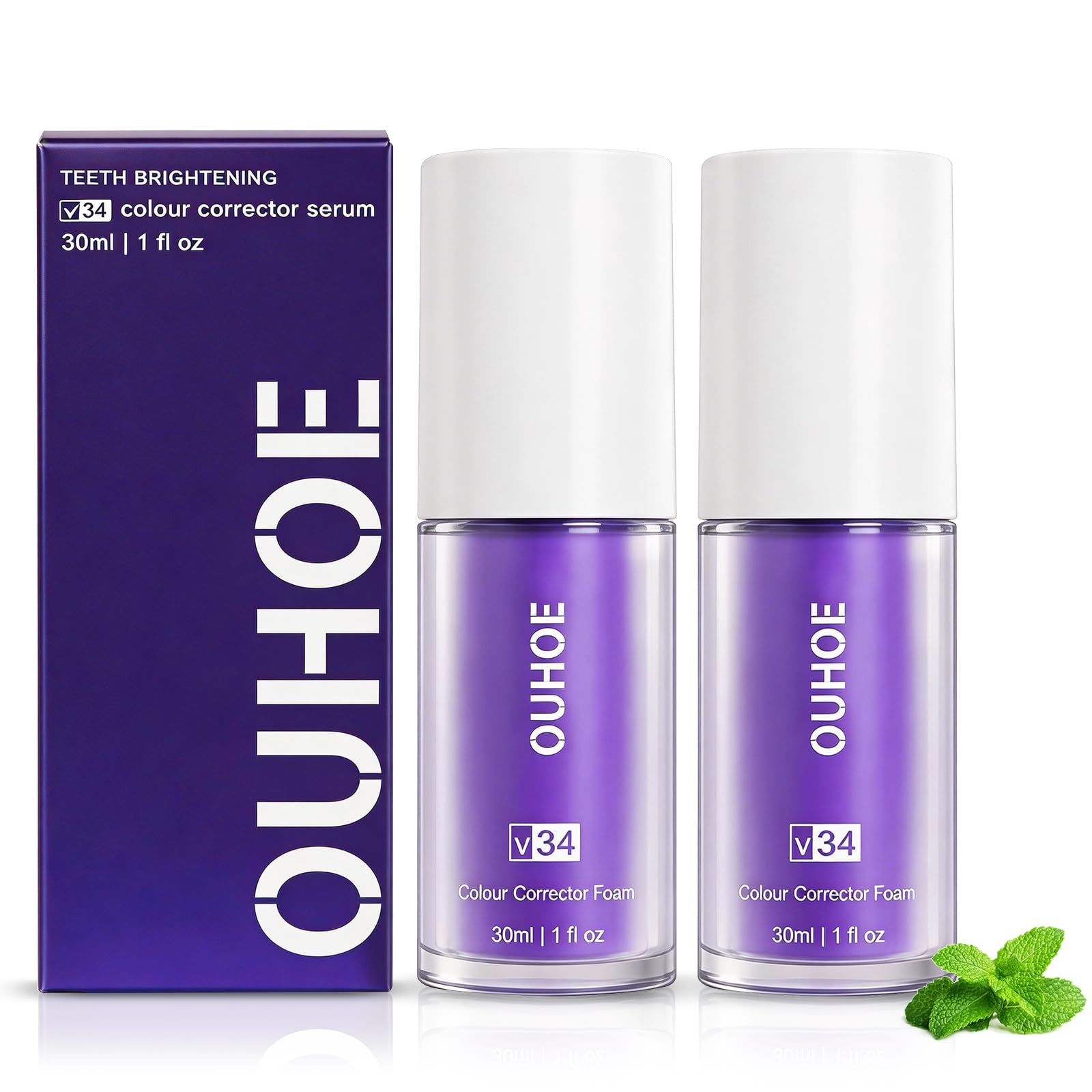 2PCS Púrpura Blanqueador Dental Profesional,Pasta Blanqueadores Dientes,Blanqueamiento Dental Eliminación Profunda de Manchas,Eficaz Para Fortalecer Dientes y Encías,Suave Para Dientes Sensibles - 2