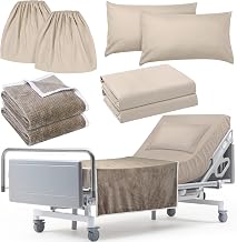 8 Pcs Hospital Bed Sheets Set, Soft Knitted Standard Sheets Quality, Include Fitted Coverlet, Quilt Cover, Pillow Case and Blanket (Camel)