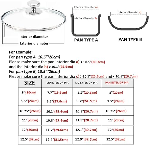 Miniatura 10 de Tapa de vidrio para sartenes de hierro fundido de 9.5 pulgadas, tapas templadas de 9.4 in para hornos holandeses, cubierta de sartén de 9.5 pulgadas