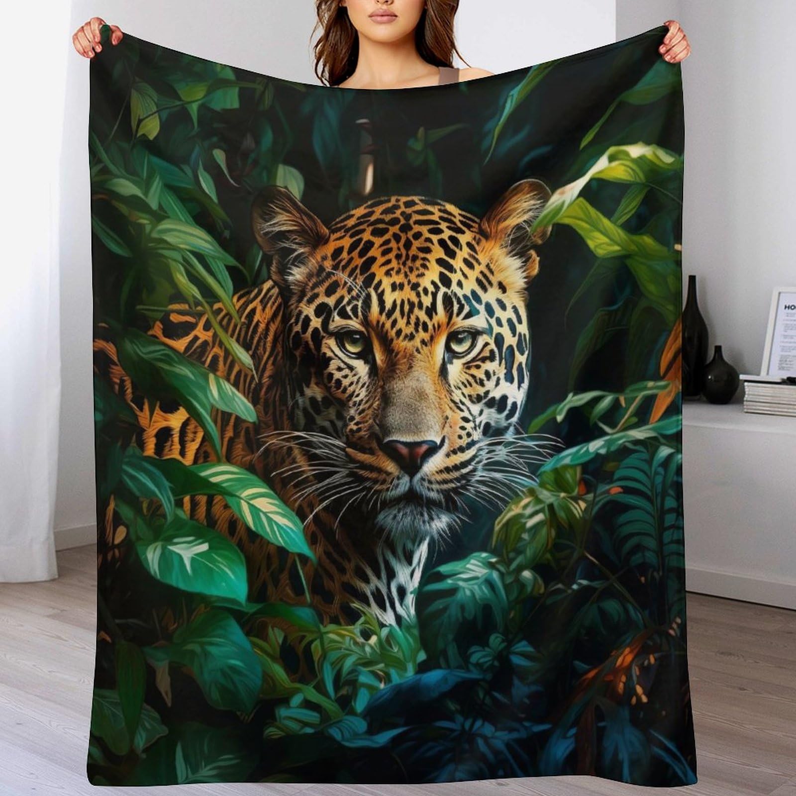 Manta de franela ligera y extrasuave de leopardo para las cuatro estaciones